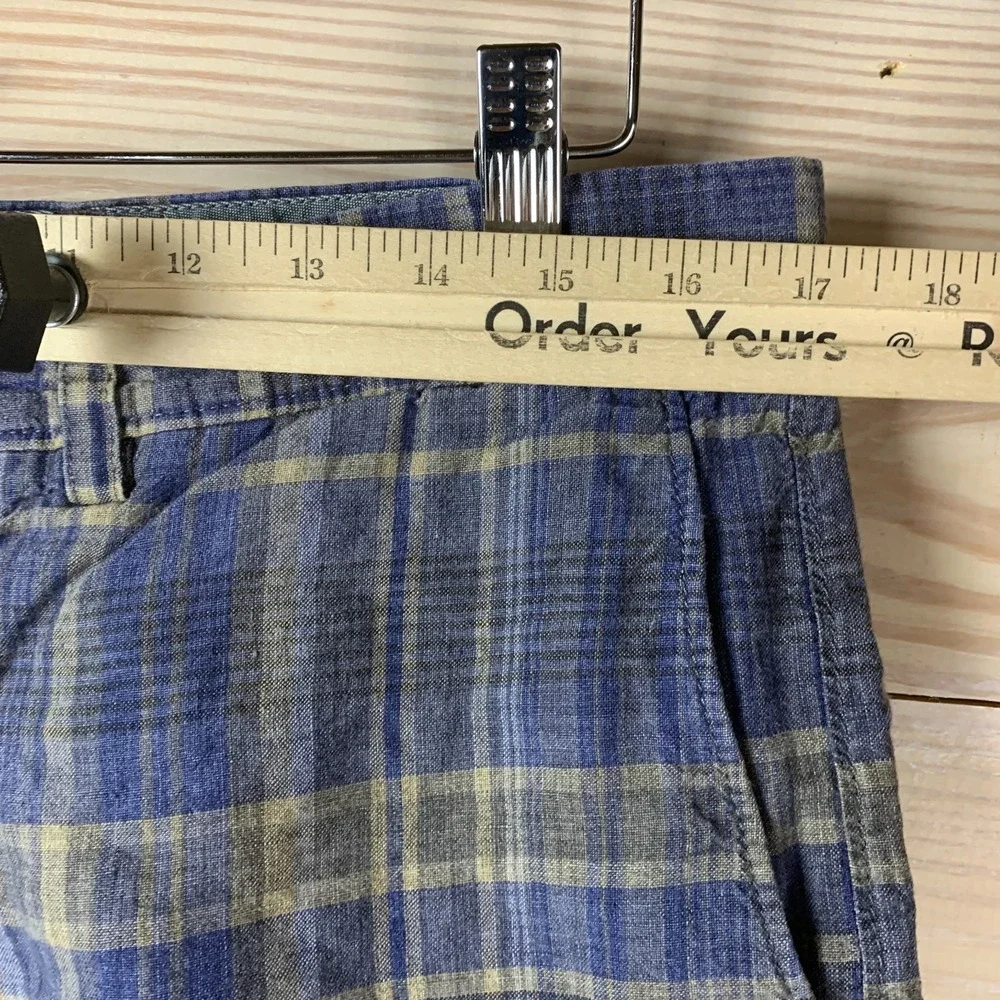 Banana Republic 100% Linen Shorts Plaid Mens 34‎ Travel Golf Preppy